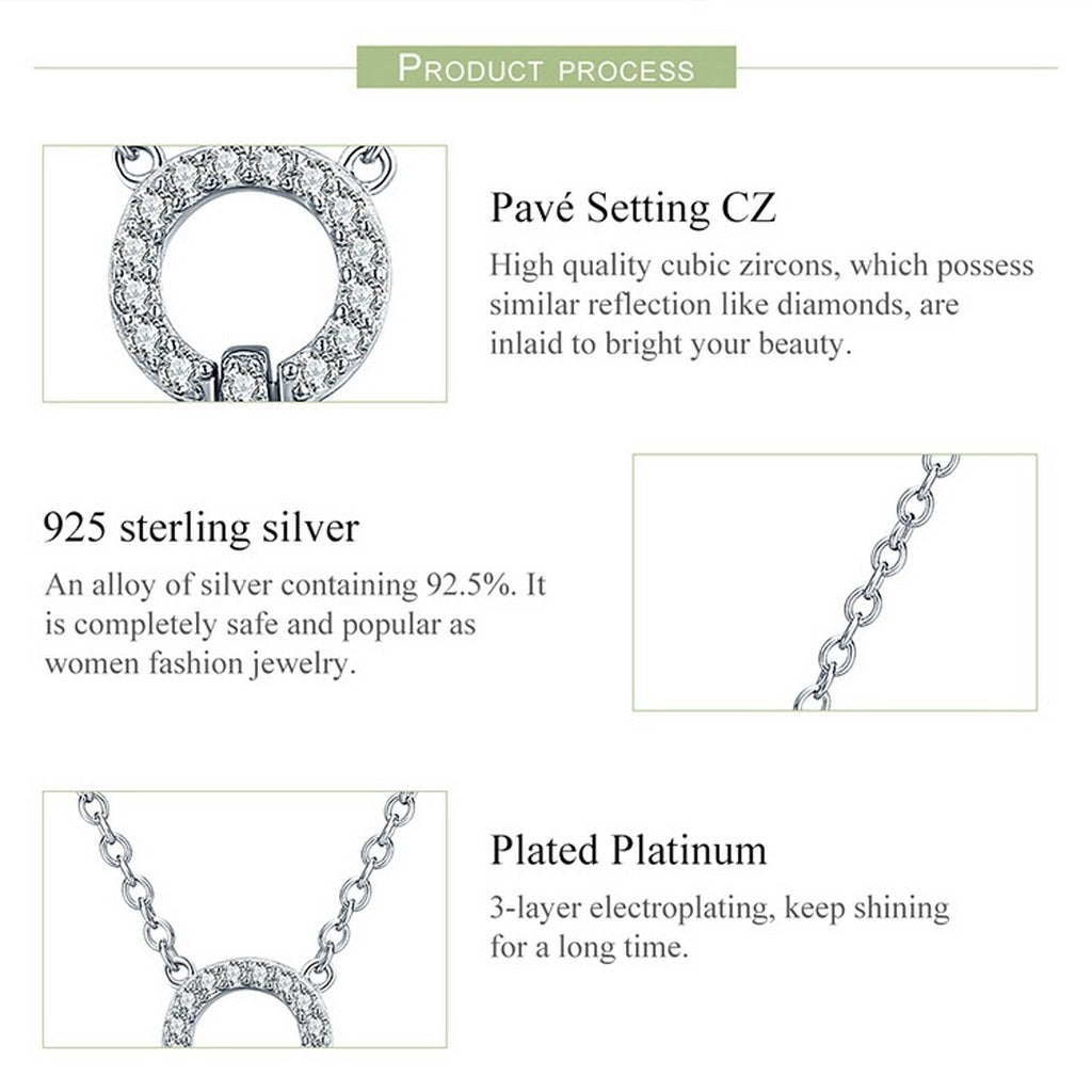 PAHALA 925 Sterling Silver Luxuriant Geometric with Crystals Pendant Necklace