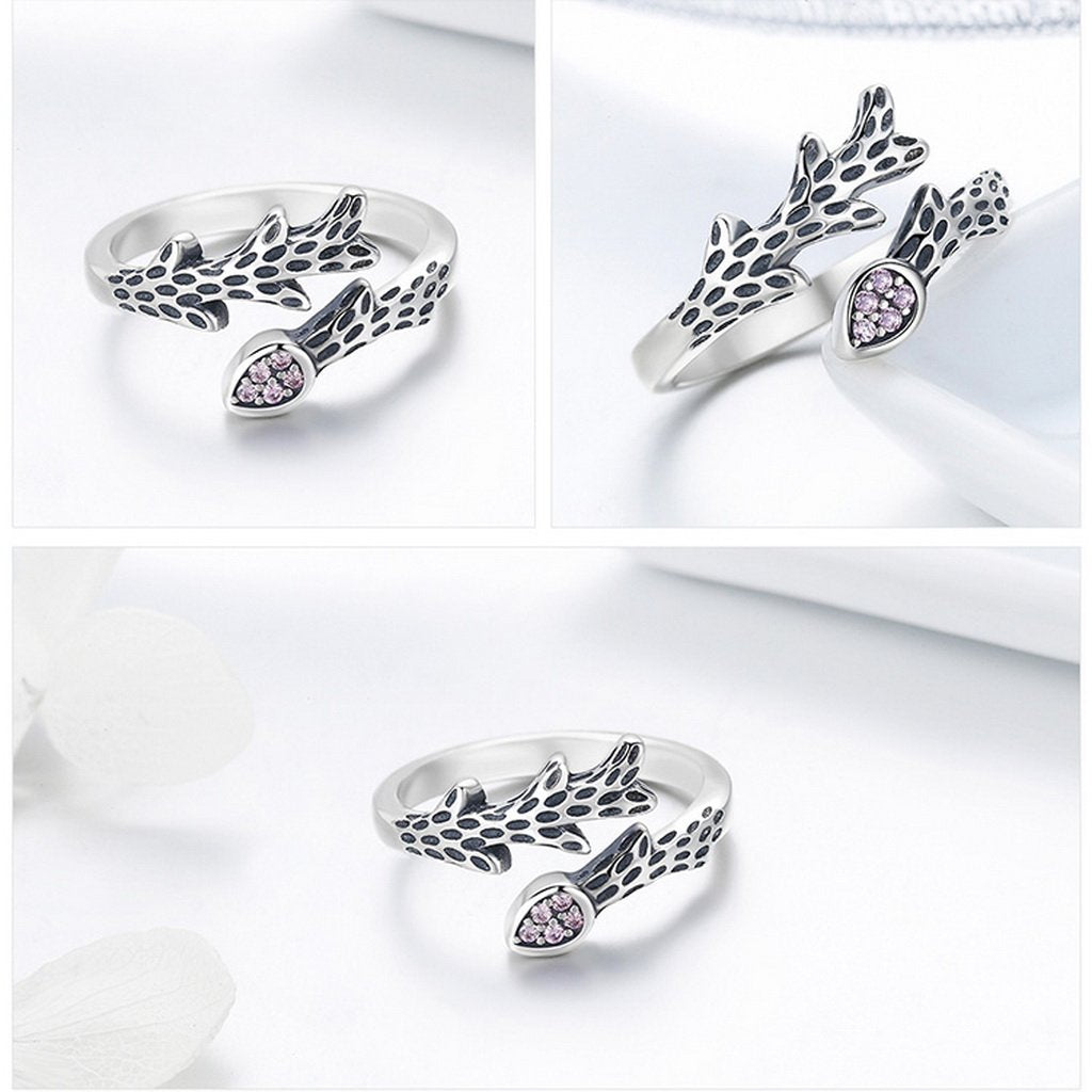 PAHALA 925 Strling Silver Chic Vines with Crystals Weeding Party Band Ring