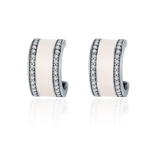 PAHALA 925 Sterling Silver Pink Radiant Crystal Stud Earrings
