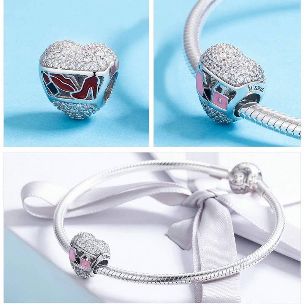 PAHALA 925 Strling Silver Cosmetic in Heart Crystal Charms
