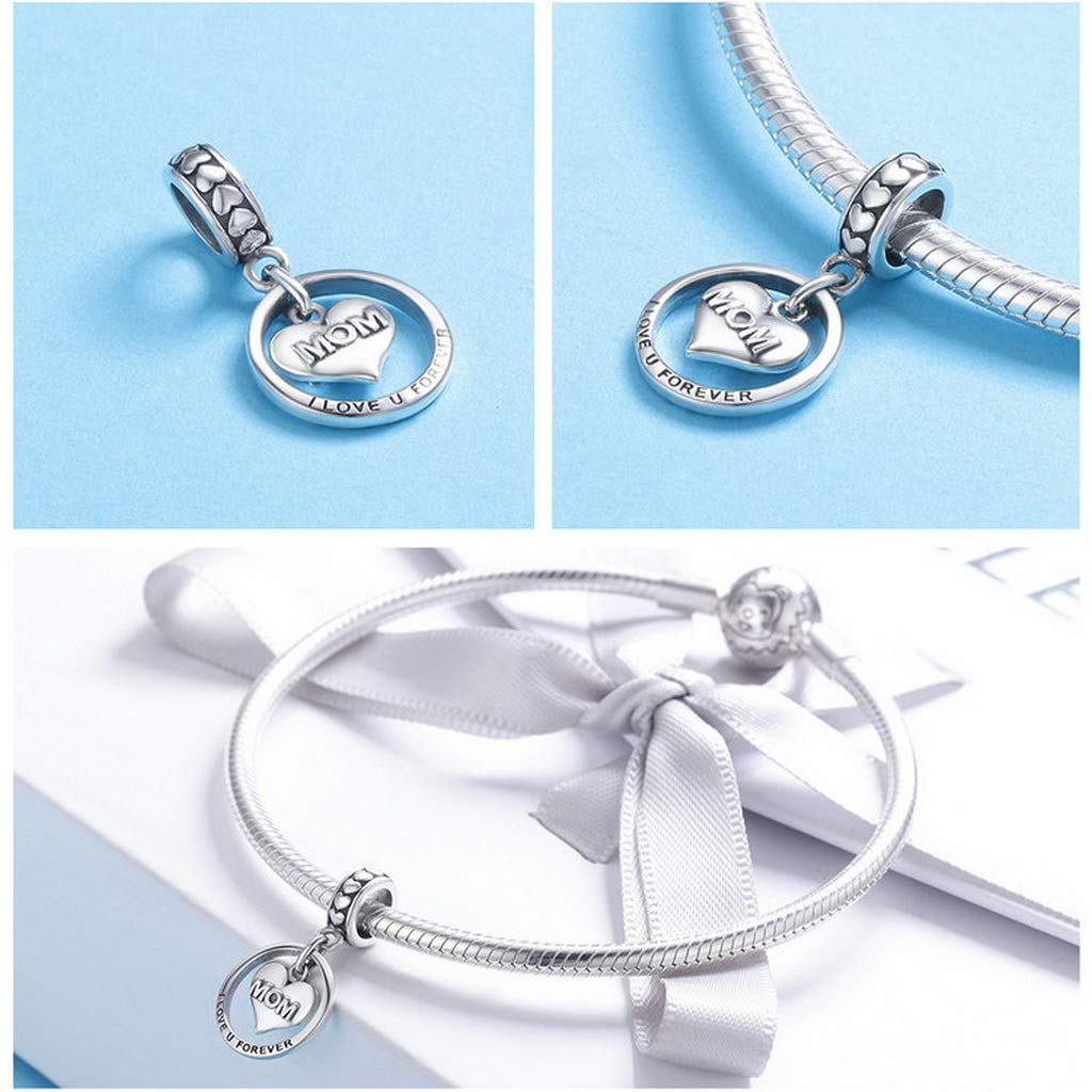 PAHALA 925 Strling Silver Mom I Love You Forever Pendant Charms