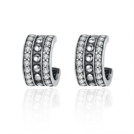 PAHALA 925 Sterling Silver Glittering Crystal Stud Earrings