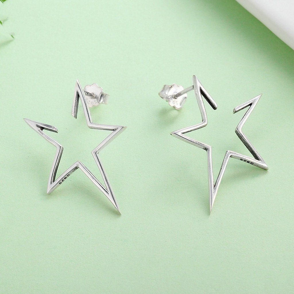 PAHALA 925 Sterling Silver Super Star Party Wedding Stud Earrings