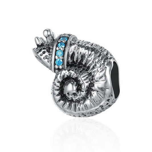 PAHALA 925 Sterling Silver Lovely Snail with Blue Crytals Charm Bead