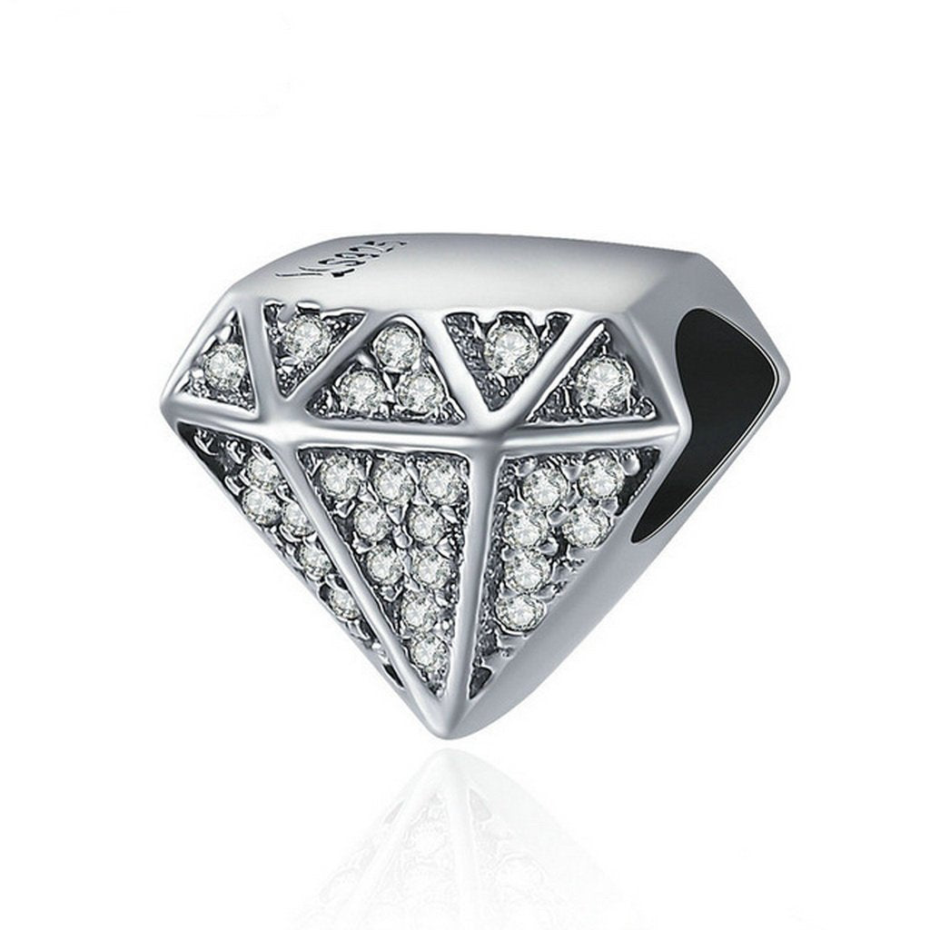 PAHALA 925 Sterling Silver Luxury Geometric with Crystals Charm Bead