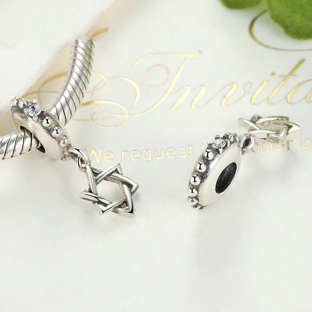 PAHALA 925 Strling Silver Star Polygon Charms Pendant Fit Bracelets Necklace