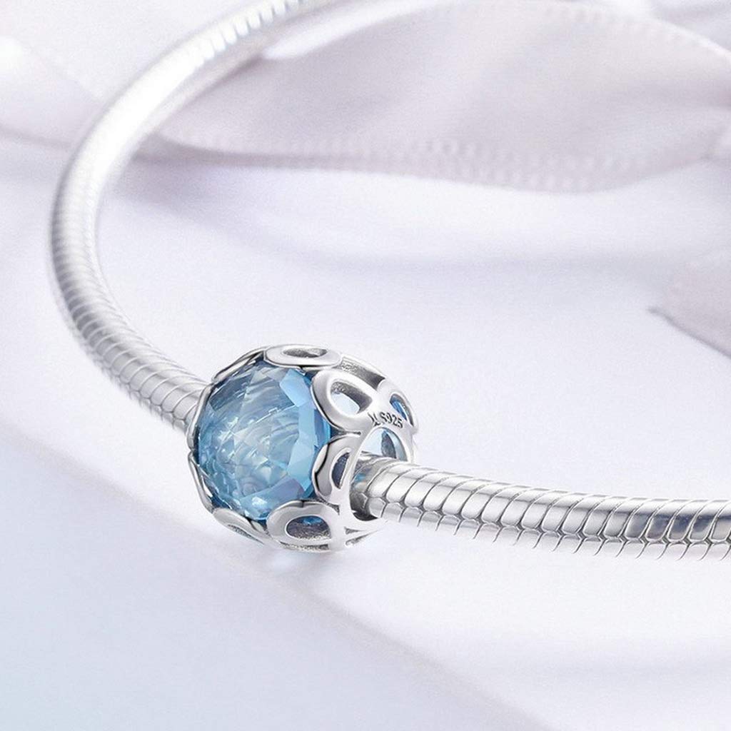 PAHALA 925 Strling Silver Infinity Blue Crystal Charm Bead