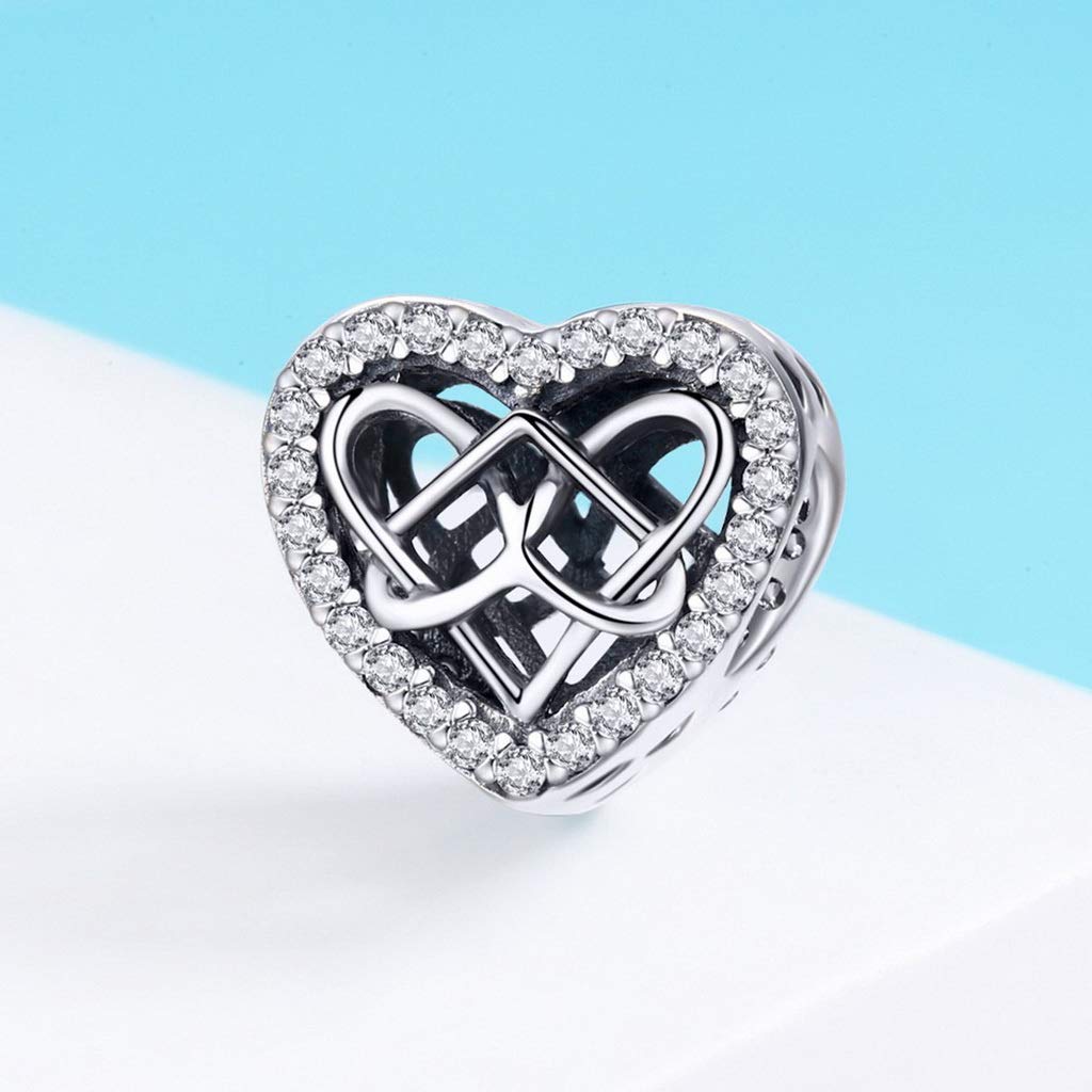 PAHALA 925 Strling Silver Connected Love Crystal Charms