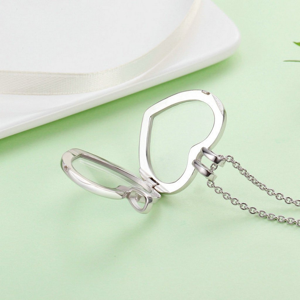 PAHALA 925 Sterling Silver Memories Heart Pendant Necklace