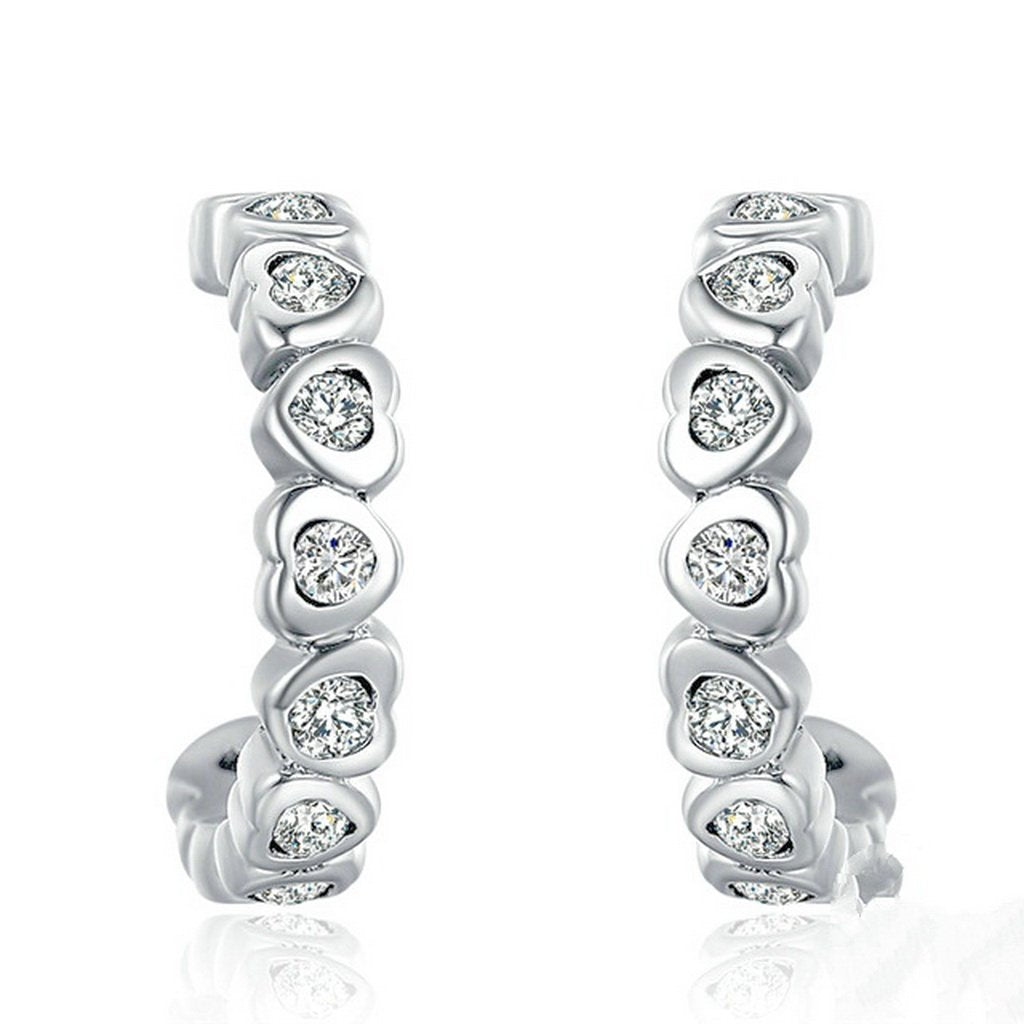 PAHALA 925 Sterling Silver Trendy Crystals Party Wedding Stud Earrings