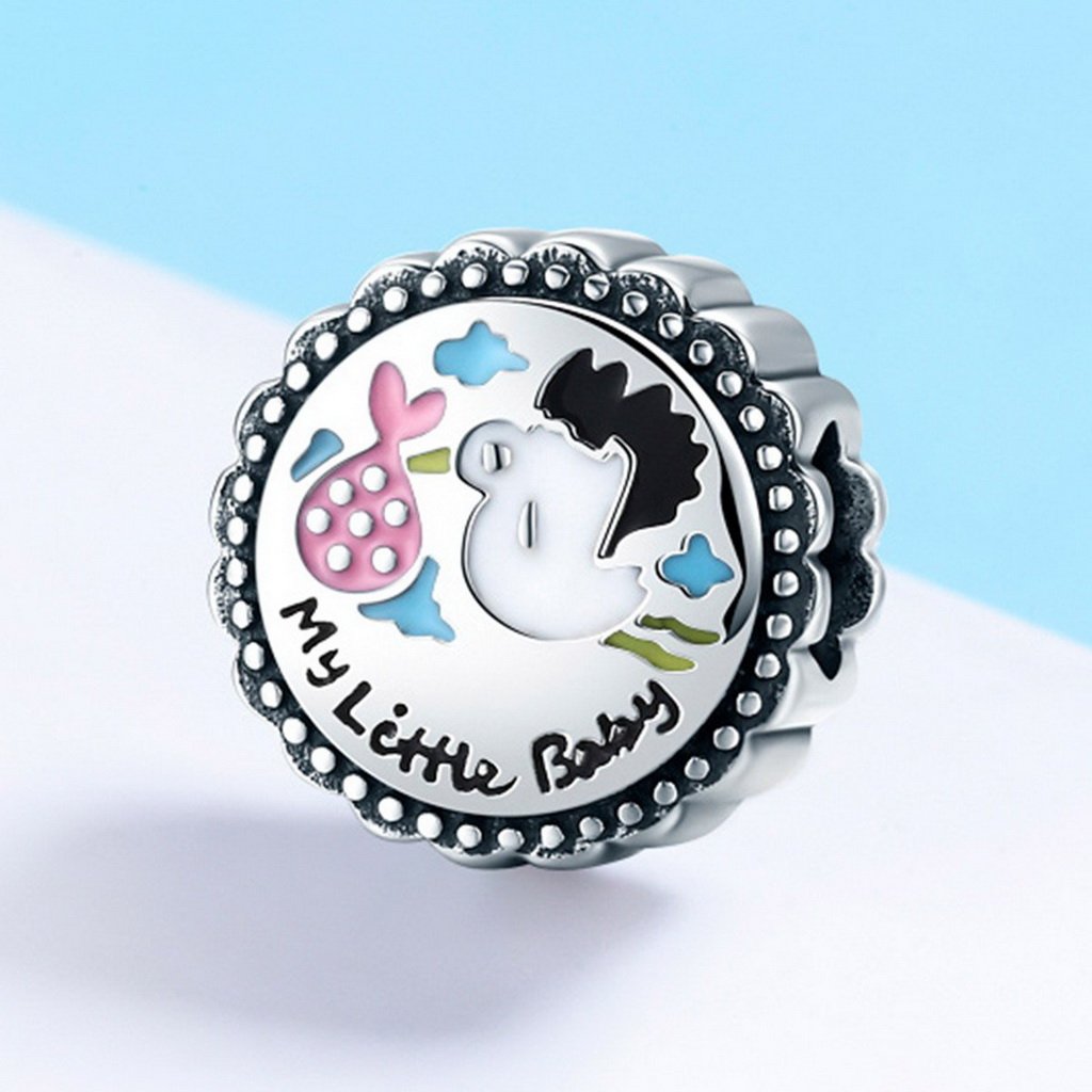 PAHALA 925 Sterling Silver Little Baby Round Enamel Charm Bead