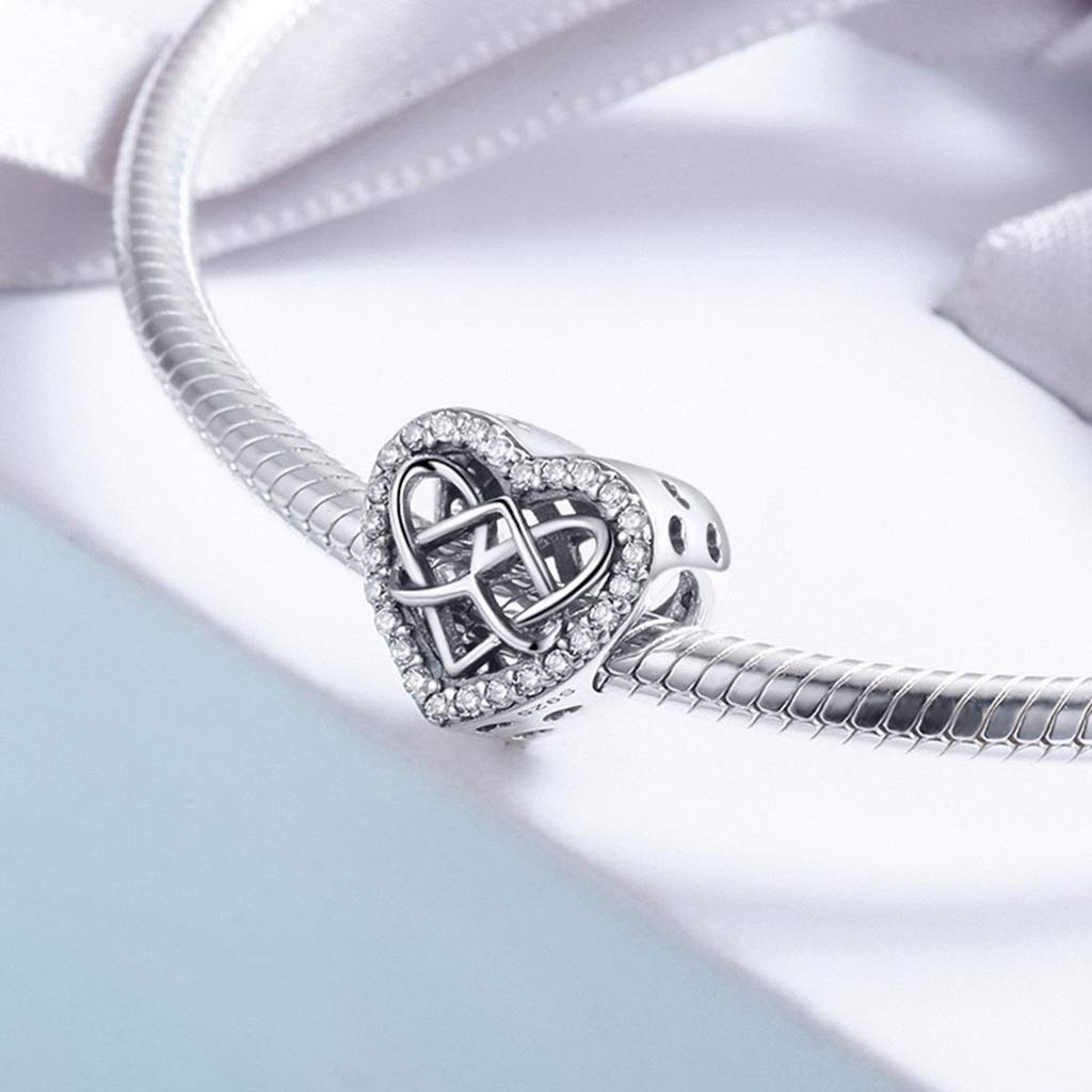PAHALA 925 Strling Silver Connected Love Crystal Charms