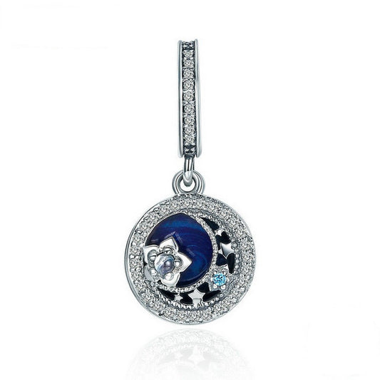 PAHALA 925 Sterling Silver Moonlit Star Blue Enamel with Crystals Charm Bead