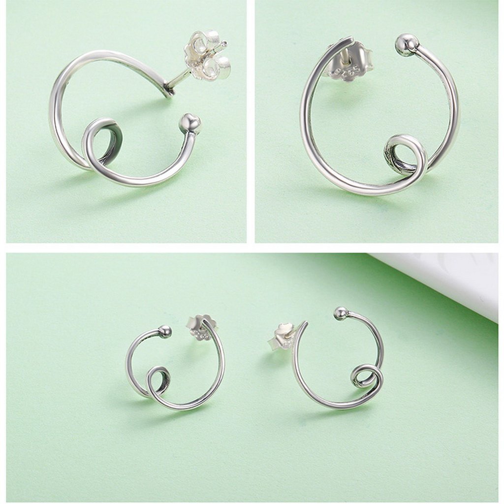 PAHALA 925 Sterling Silver Simple Line Party Wedding Stud Earrings