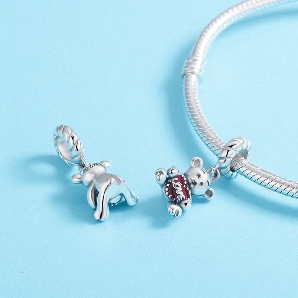 PAHALA 925 Sterling Silver Little Bear Love Enamel Charm Bead