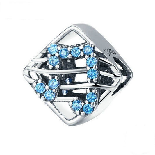 PAHALA 925 Sterling Silver Music Dynamic with Blue Crystals Charm Bead