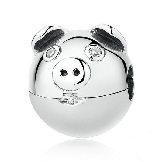 PAHALA 925 Strling Silver Cute Pig Charms Pendant Fit Bracelets Necklace