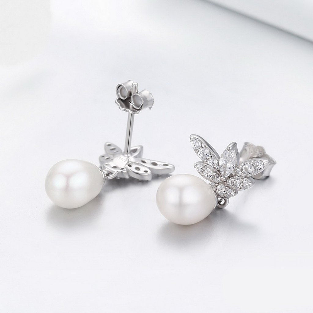 PAHALA 925 Sterling Silver Luminous Butterfly With Crystals Stud Earrings