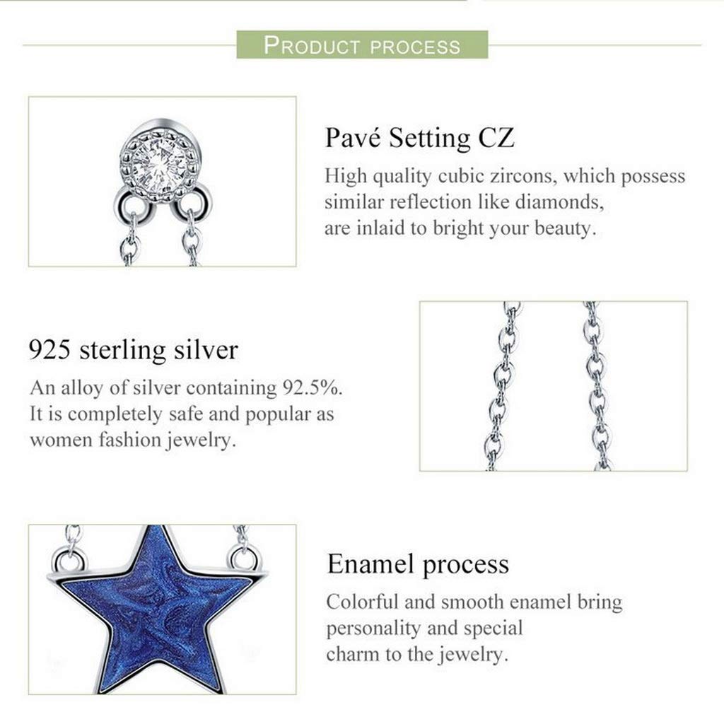 PAHALA 925 Sterling Silver Sparkling Star Chain Dangle Drop Earrings