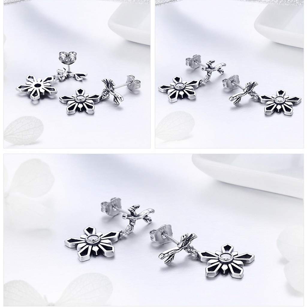 PAHALA 925 Sterling Silver Snow of Winter Snowflake Earrings