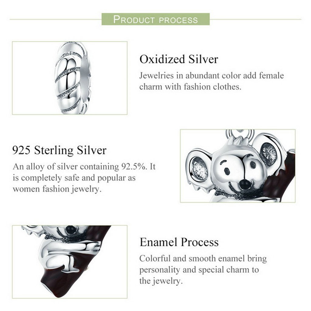 PAHALA 925 Sterling Silver Australia Koala Pendant Charm Bead