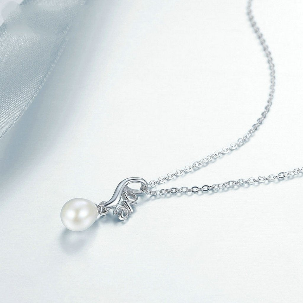 PAHALA 925 Sterling Silver Luminous Love Pearl Pendant Necklace