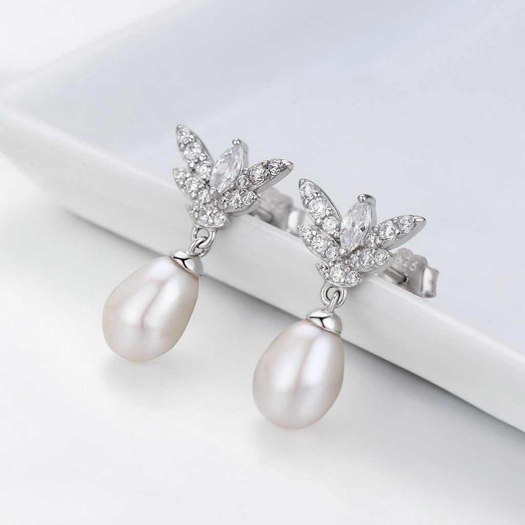 PAHALA 925 Sterling Silver Luminous Butterfly With Crystals Stud Earrings