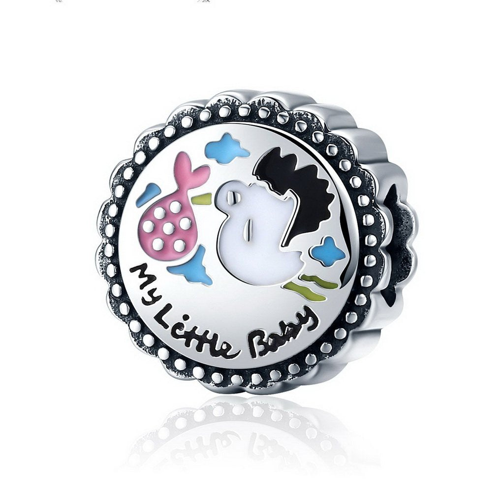 PAHALA 925 Sterling Silver Little Baby Round Enamel Charm Bead