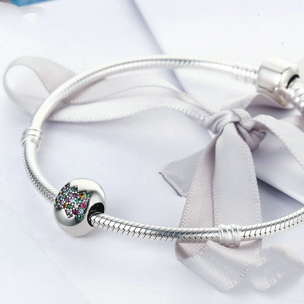 PAHALA 925 Sterling Silver Sparking Colourful Crystals Charms Fit Bracelets Necklace