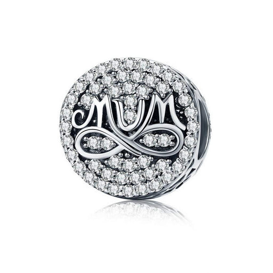 PAHALA 925 Strling Silver Infinity Love Mom Crystal Charms