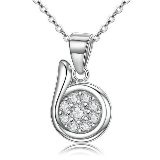 PAHALA 925 Sterling Silver B Letter with Crystals Clear CZ Pendant Necklace