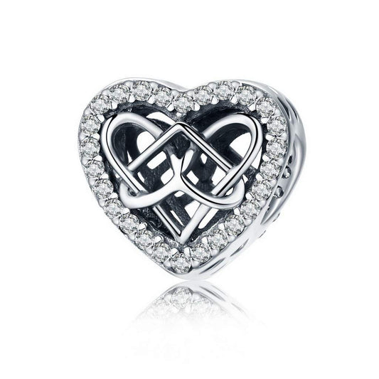 PAHALA 925 Strling Silver Connected Love Crystal Charms