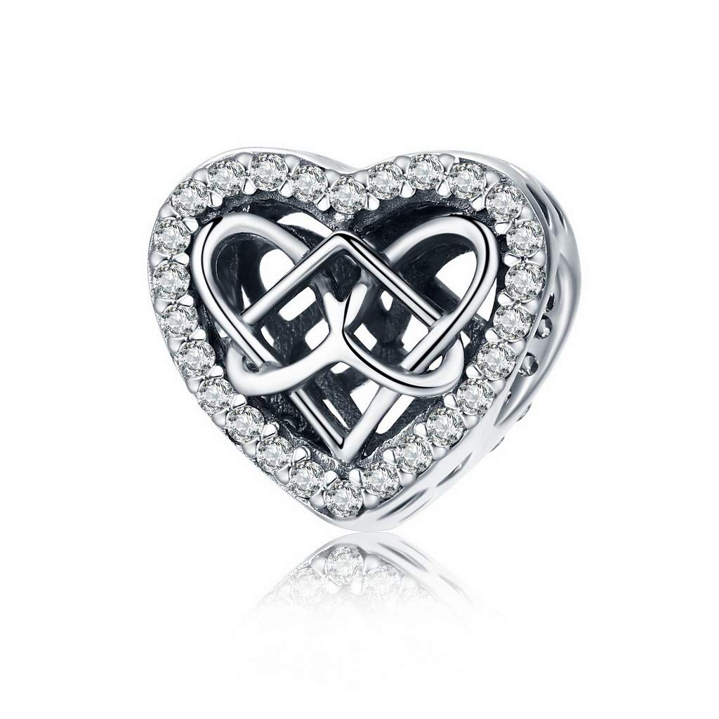 PAHALA 925 Strling Silver Connected Love Crystal Charms