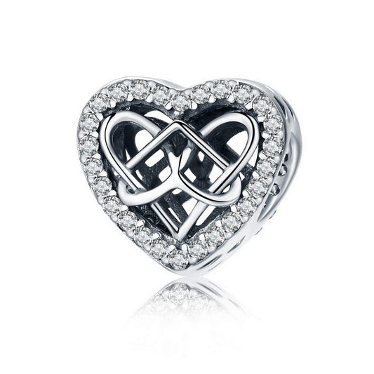 PAHALA 925 Strling Silver Connected Love Crystal Charms