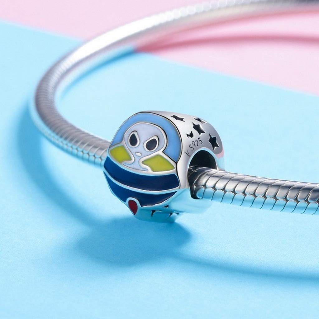 PAHALA 925 Strling Silver Colorful Enamel Alien Shape Charms Charm