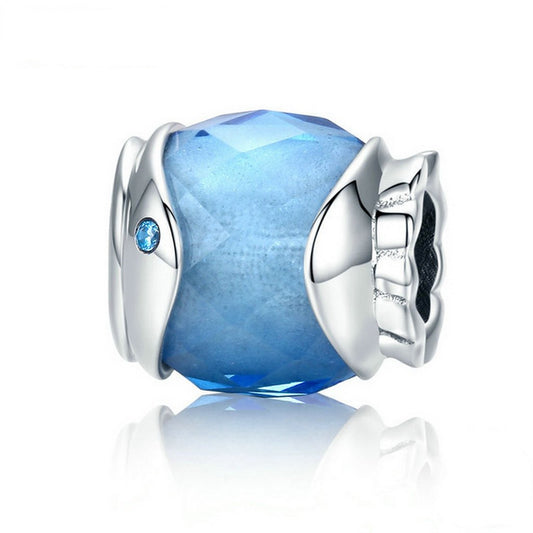 PAHALA 925 Sterling Silver Ocean Spirit Fish with Blue Crystals Charm Bead