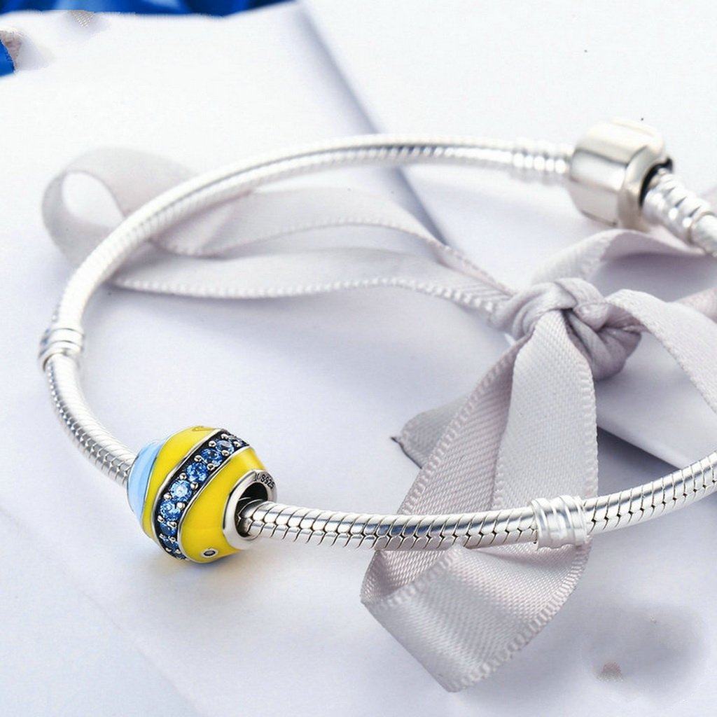 PAHALA 925 Sterling Silver Colorful Enamel Sea Fish with Blue Crystals Charms Beads