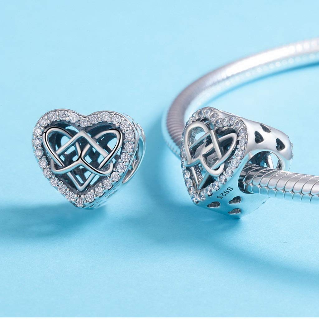 PAHALA 925 Strling Silver Connected Love Crystal Charms