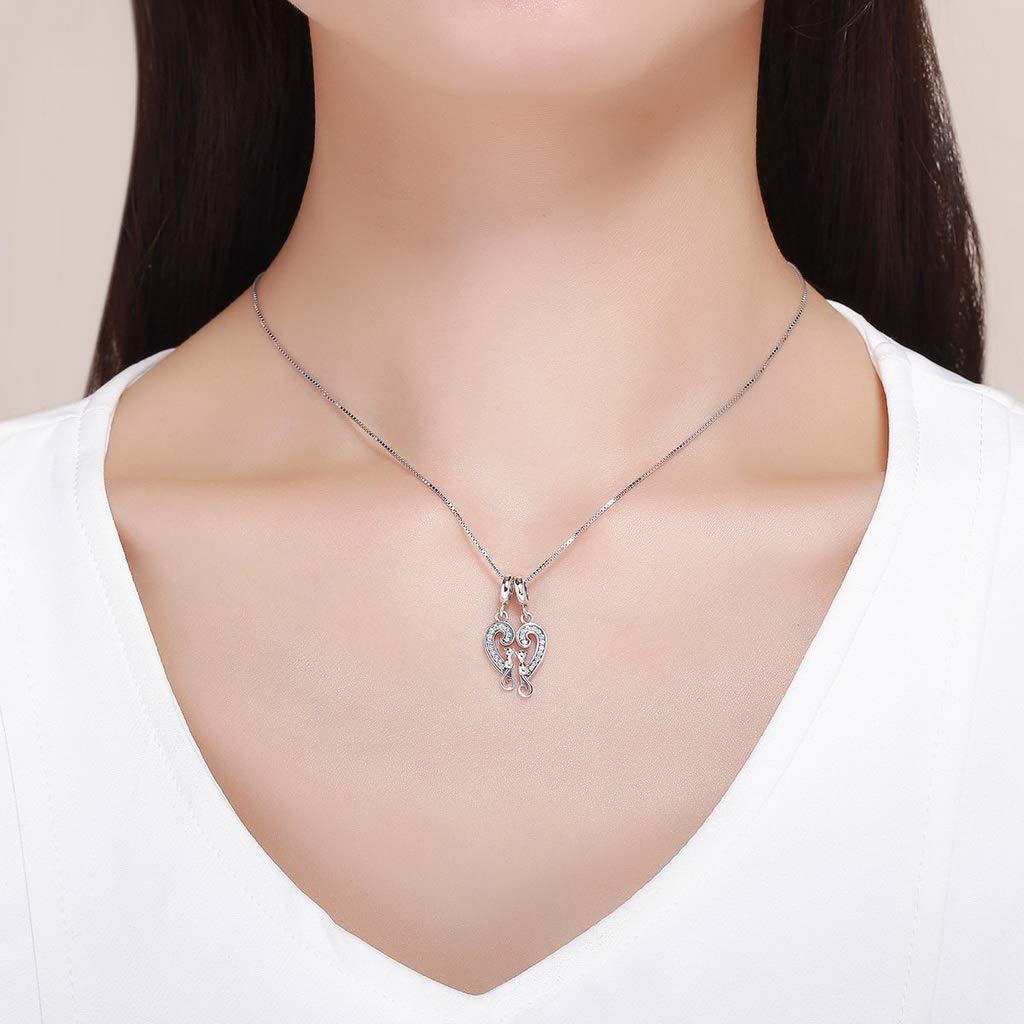 PAHALA 925 Strling Silver Sweet Heart Lovely Cat with Crystals Charms