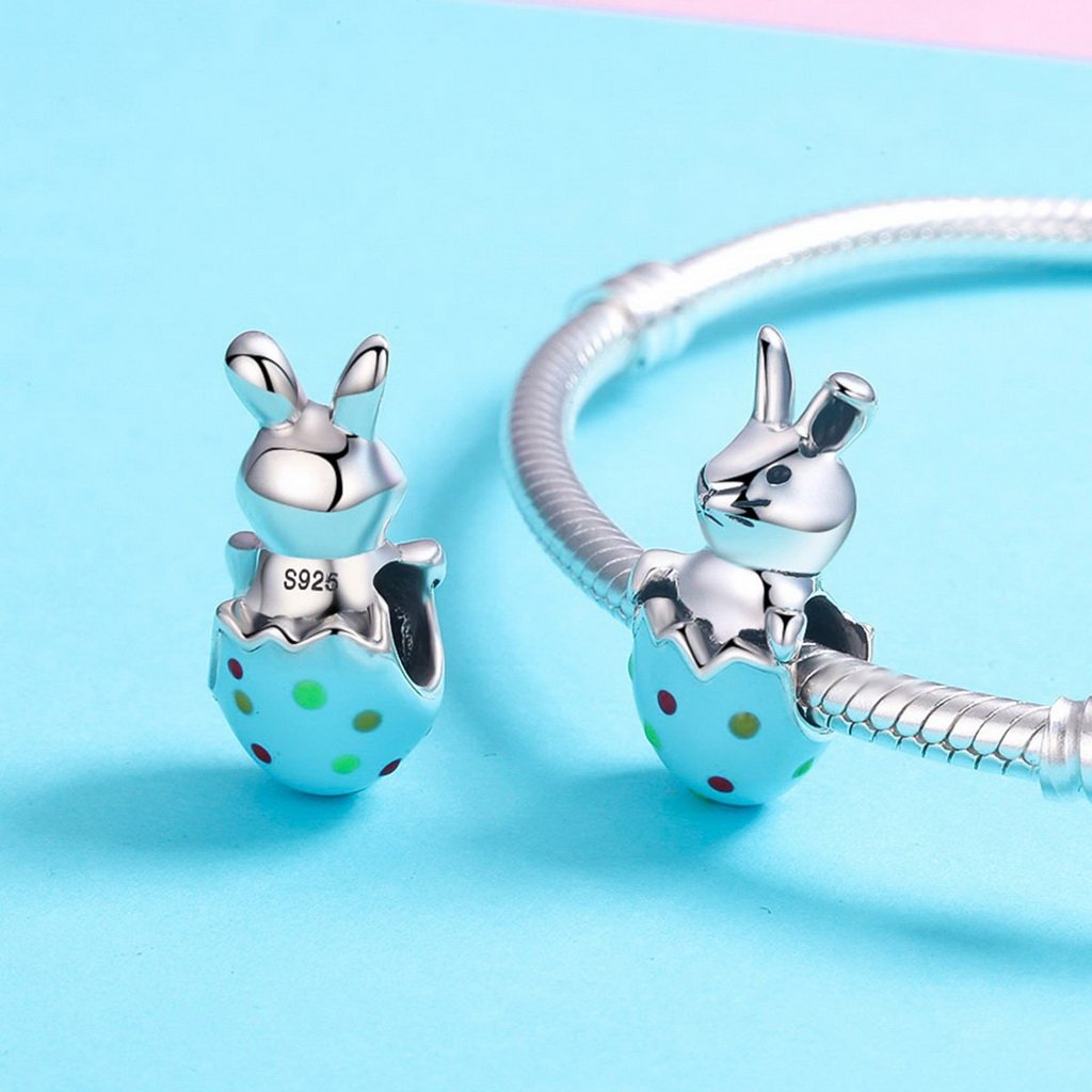 PAHALA 925 Sterling Silver Colorful Enamel Rabbit Charm Bead