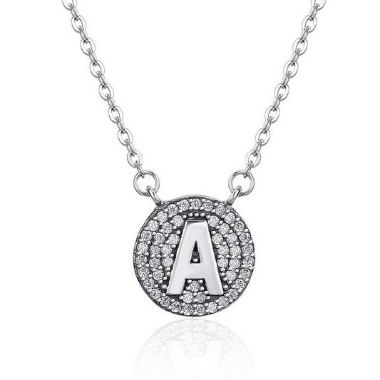 PAHALA 925 Sterling Silver Unique Letter A with Crystals Pendant Necklace