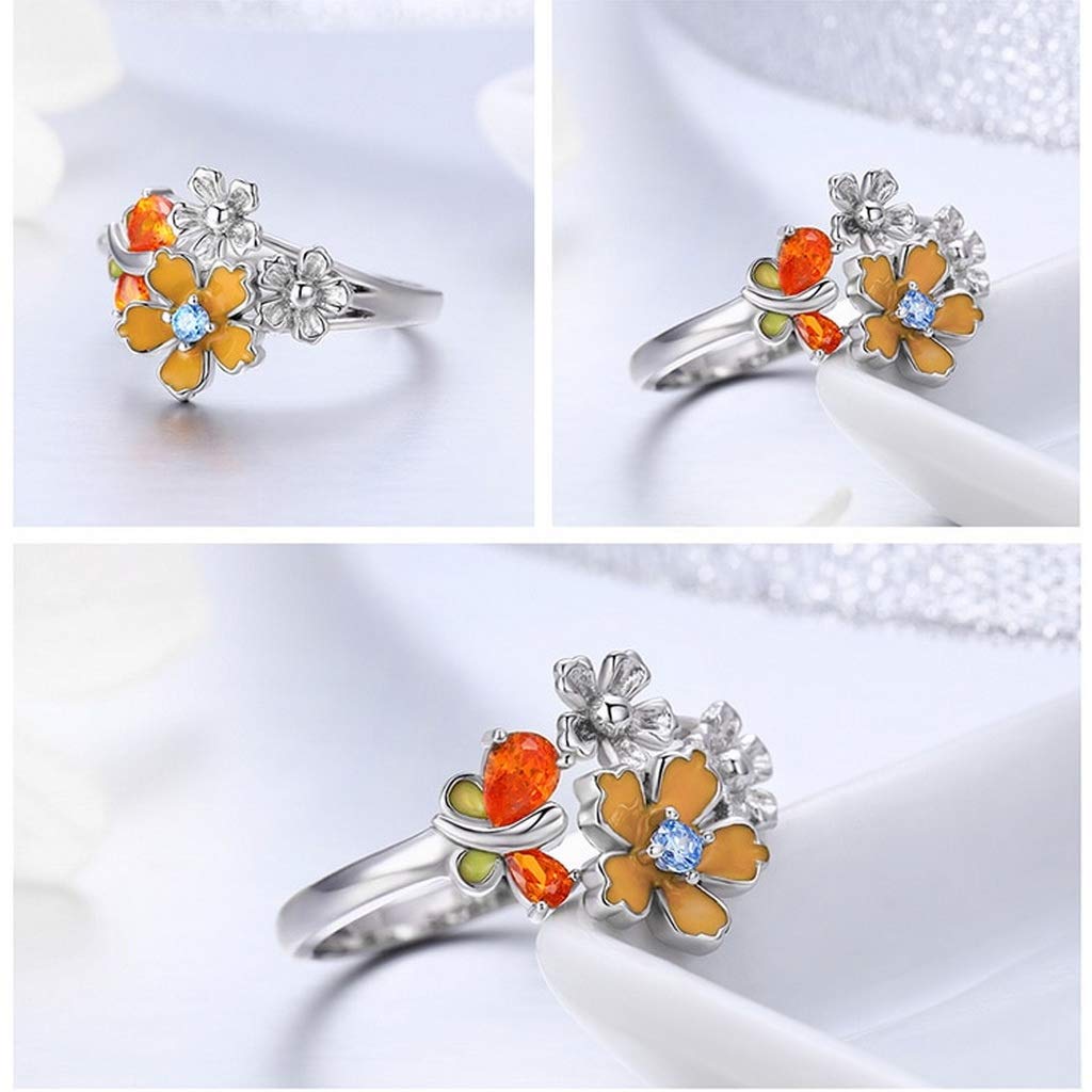 PAHALA 925 Strling Silver Love of Butterfly Crystals Finger Weeding Party Ring