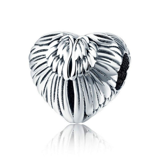 PAHALA 925 Strling Silver Wings in Heart Charm Bead