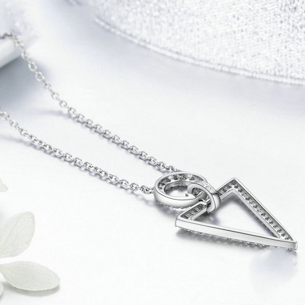 PAHALA 925 Sterling Silver Luxuriant Geometric with Crystals Pendant Necklace