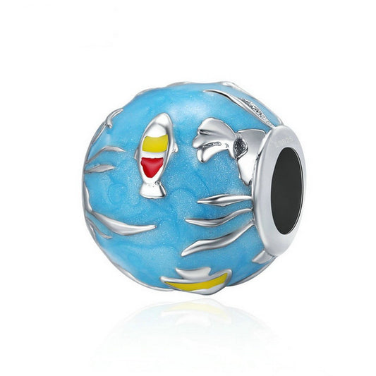 PAHALA 925 Sterling Silver Undersea World with Blue Enamel Charm Bead