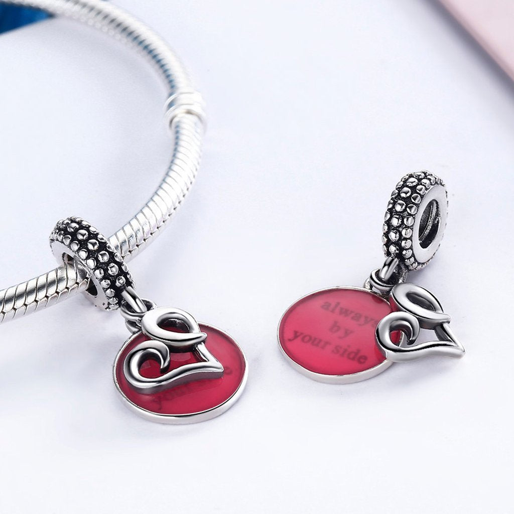 PAHALA 925 Strling Silver with You Red Heart with Crystals Charms Fit Bracelets Necklace