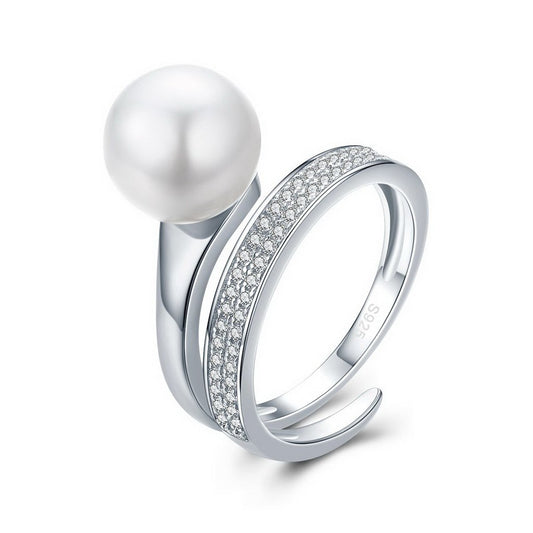 PAHALA 925 Strling Silver Round Geometric Weeding Party Band Ring