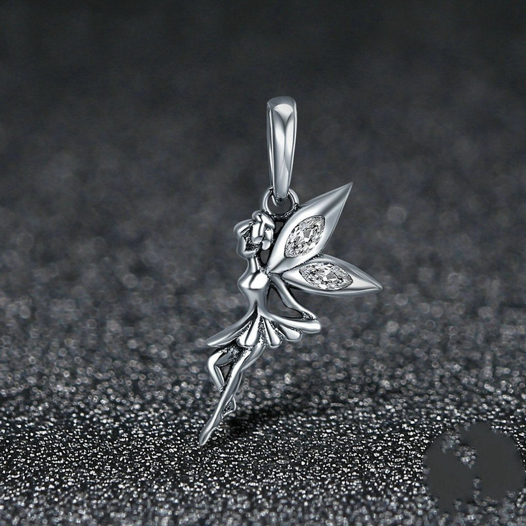 PAHALA 925 Sterling Silver Flower Fairy Dangle Pendant Charm Bead