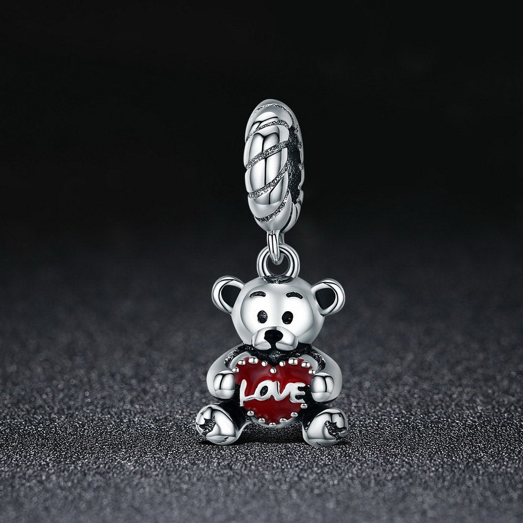 PAHALA 925 Sterling Silver Little Bear Love Enamel Charm Bead