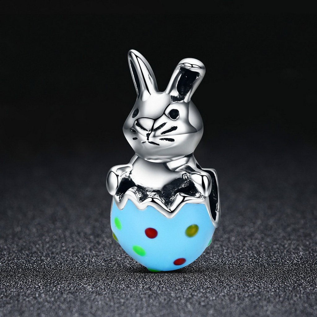 PAHALA 925 Sterling Silver Colorful Enamel Rabbit Charm Bead
